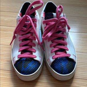 P448 size 38 Stylish Women's Sneakers with Pink Laces and sequin toe